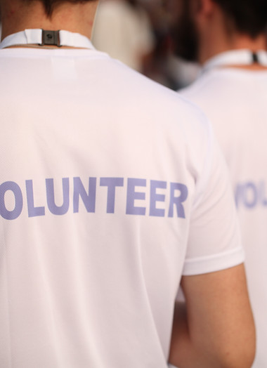 Back of a group of volunteers